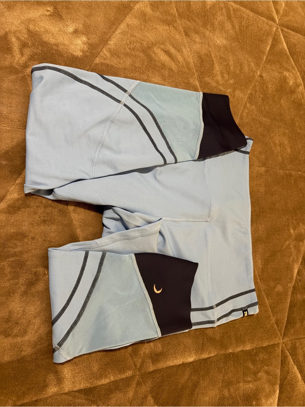 Zyia Light Blue Active Leggings with Black Accents. Size 8-10
